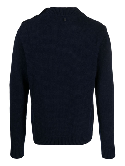 Shop Dondup Button-up Wool-blend Jumper In Blue