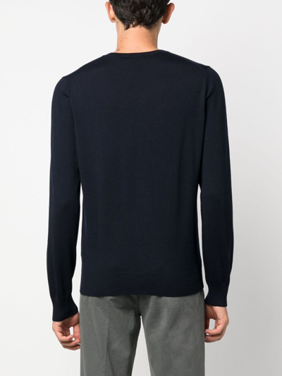 Shop Fay Fine-knit Crew-neck Sweatshirt In Blue