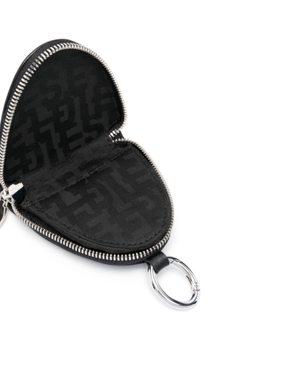 Shop Diesel Coin Purse Zipped Leather Wallet In Black