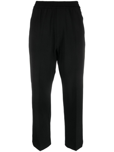 Shop Barena Venezia Alfonso Elasticated Straight-leg Trousers In Black