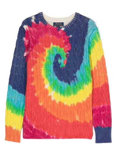 Shop Ralph Lauren Swirl-pattern Cable-knit Jumper In Pink