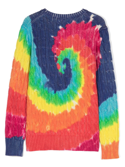 Shop Ralph Lauren Swirl-pattern Cable-knit Jumper In Pink