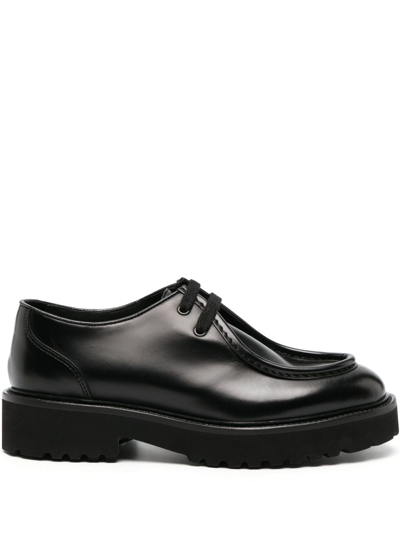 Shop Doucal's Lace-up Leather Loafers In Black