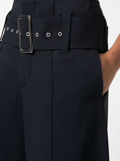 Shop 10 Corso Como Wide-leg Belted-wais Trousers In Blue
