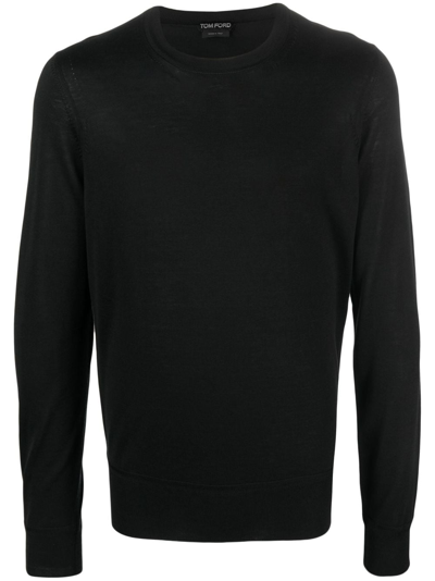 Shop Tom Ford Crew-neck Long-sleeve Jumper In Black