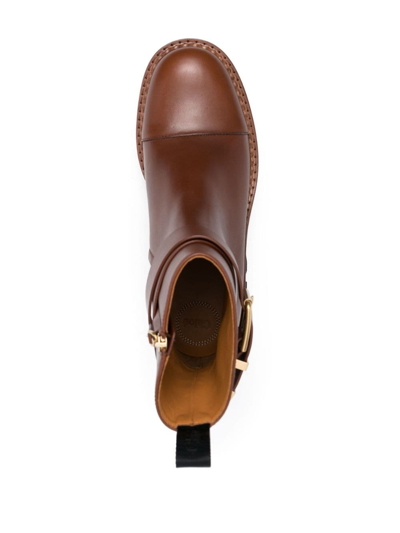 Chloé Owena Ankle Boot Brown Size 6.5 100% Bovine Leather In Brown