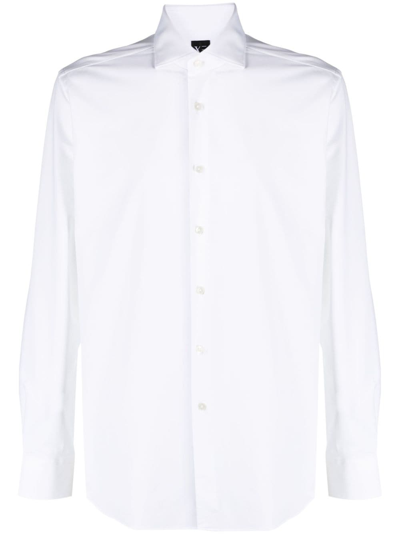 Shop Xacus Button-down Long-sleeve Shirt In White