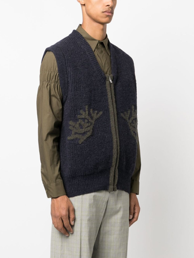 Shop Ranra Fundur Knitted Vest In Blue
