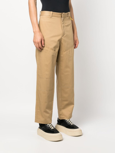 Shop Oamc Straight-leg Cotton Trousers In Neutrals