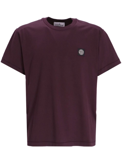 Shop Stone Island Compass-motif Cotton T-shirt In Purple