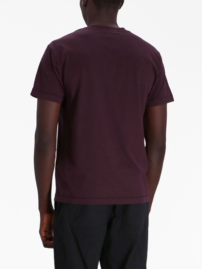 Shop Stone Island Compass-motif Cotton T-shirt In Purple