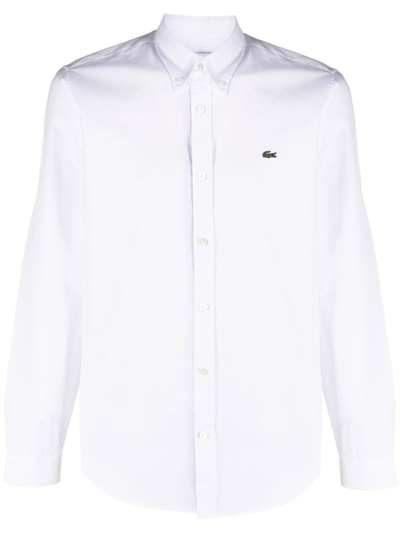 Shop Lacoste Logo-patch Cotton Shirt In White