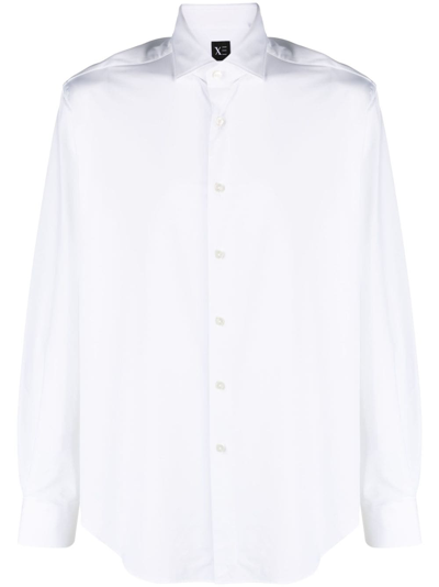 Shop Xacus Button-down Long-sleeve Shirt In White