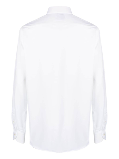 Shop Xacus Button-down Long-sleeve Shirt In White