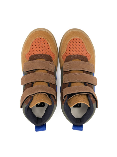 Shop Veja High-top Touch-strap Sneakers In Brown