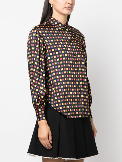Shop Kate Spade Geometric-pattern Long-sleeves Shirt In Black