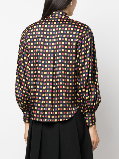 Shop Kate Spade Geometric-pattern Long-sleeves Shirt In Black