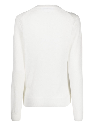 Shop Comme Des Garçons Comme Des Garçons Appliqué-detail Knitted Cardigan In White