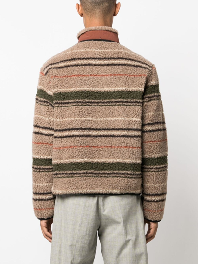 Shop Ranra Thjorsar Striped Fleece-texture Jumper In Brown