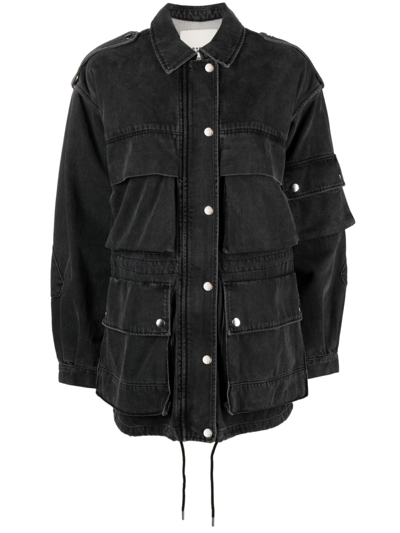 Shop Isabel Marant Elize Denim Jacket In Black