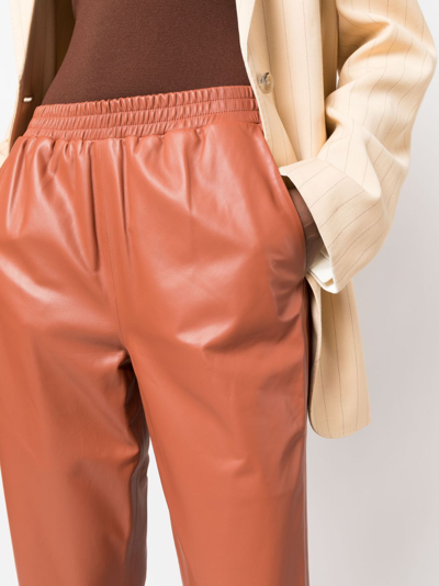 Shop Arma Straight-leg Leather Trousers In Brown
