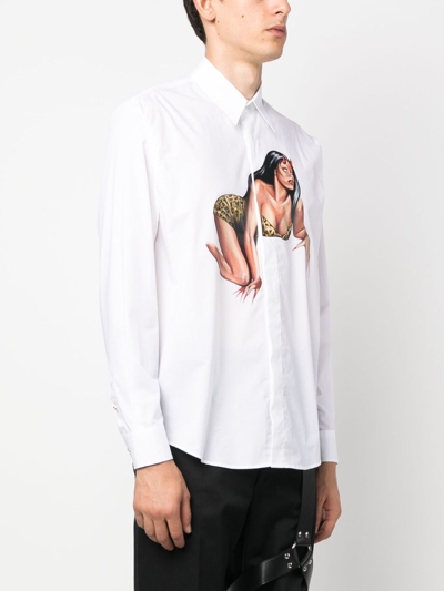 Shop Roberto Cavalli Graphic-print Cotton Shirt In White