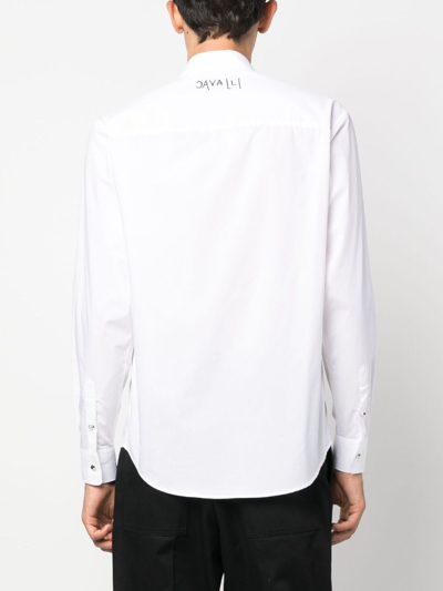 Shop Roberto Cavalli Graphic-print Cotton Shirt In White