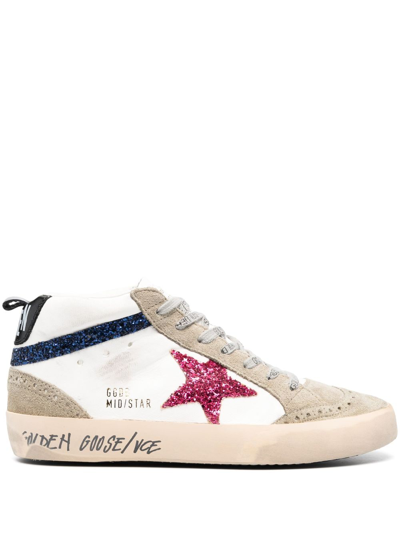 Shop Golden Goose Mid Star High-top Sneakers In White