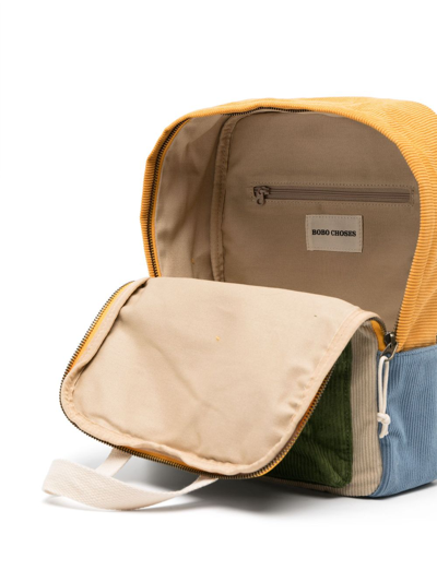Shop Bobo Choses Corduroy Colour-block Backpack In Neutrals