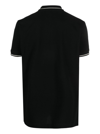 Shop Roberto Cavalli Mirror Snake Cotton Polo Shirt In Black