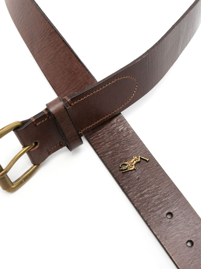 Polo Ralph Lauren Tumbled Leather Belt In Brown