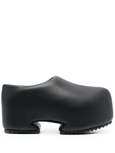 Shop Yume Yume Almond-toe Faux-leather Platform Clogs In Black