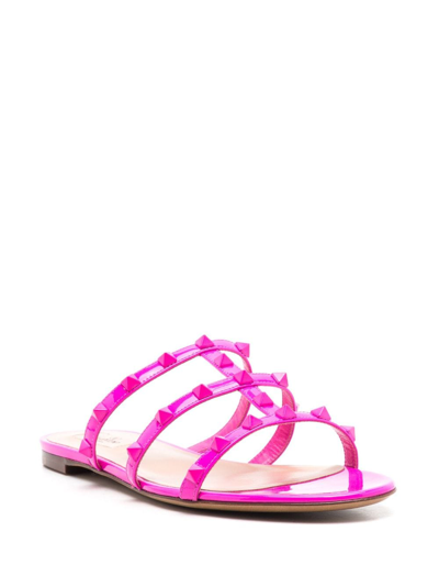 Valentino Rockstud-embellished Slip-on Sandals In Pink