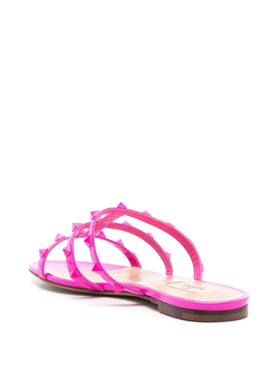 Valentino Rockstud-embellished Slip-on Sandals In Pink