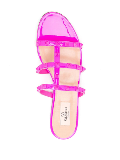 Valentino Rockstud-embellished Slip-on Sandals In Pink