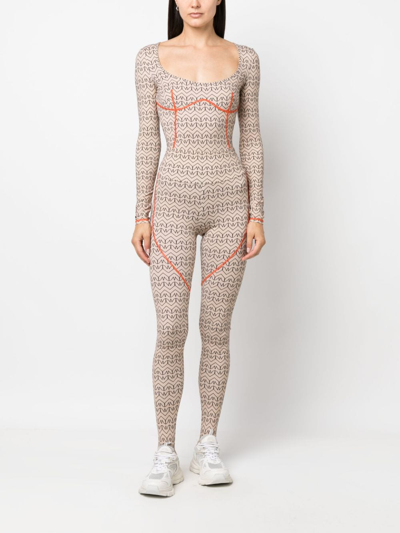 Patrizia Pepe Monogram-print Leggings In Neutrals