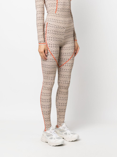 Shop Patrizia Pepe Monogram-print Leggings In Neutrals