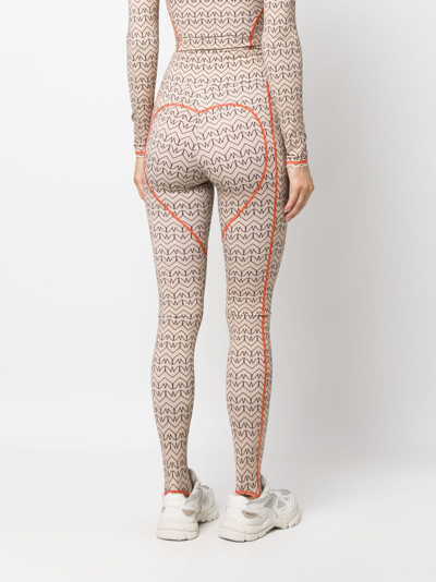 Shop Patrizia Pepe Monogram-print Leggings In Neutrals