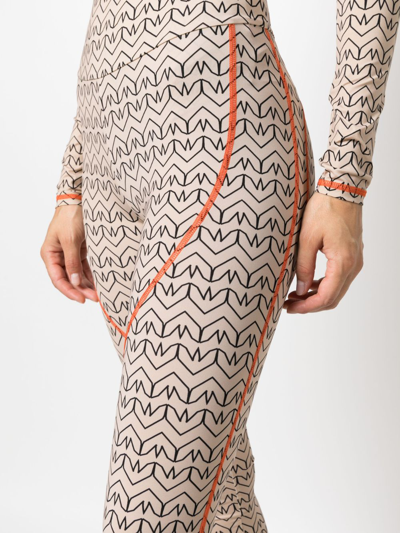 Patrizia Pepe Monogram-print Leggings In Neutrals