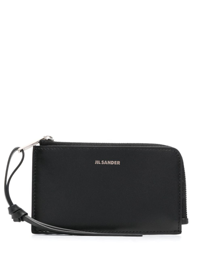 Shop Jil Sander Embossed-logo Leather Wallet In Black