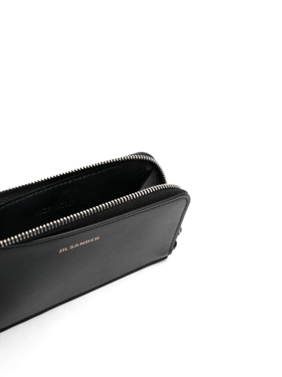 Shop Jil Sander Embossed-logo Leather Wallet In Black