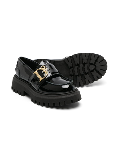 Shop Dsquared2 Logo-plaque Leather Loafers In Black