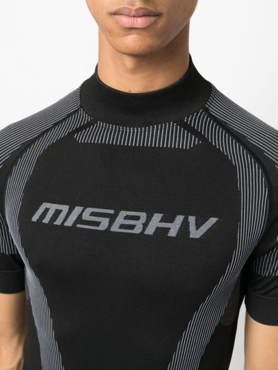 Shop Misbhv Logo-print Striped Performance T-shirt In Black