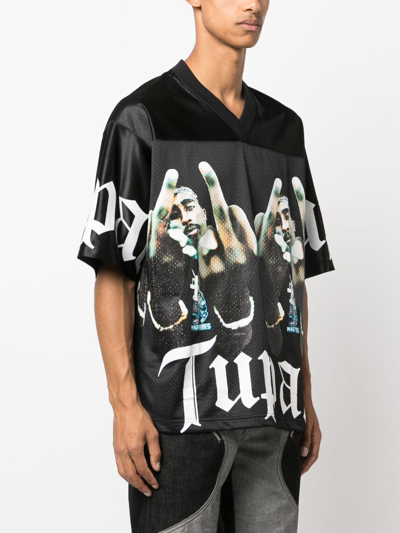 Wacko Maria Tupac Camp-collar Printed Satin Shirt In Black | ModeSens