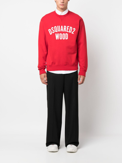 Shop Dsquared2 Logo-print Cotton Sweatshirt In Red