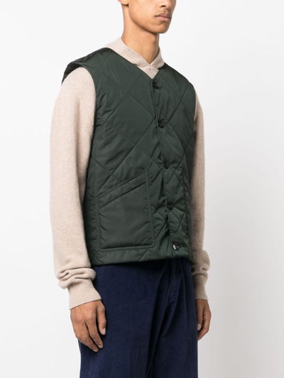 Shop Mackintosh New Hig Quilted Gilet In Green