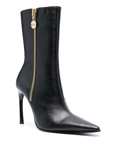 Shop Versace Jeans Couture 100mm Pointed-toe Boots In Black