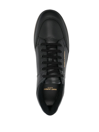 Shop Saint Laurent Sl/61 Leather Perforated Sneakers In Black