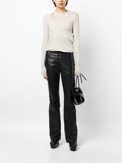 Rick Owens Cut-out Long-sleeves Top In Grey