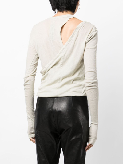 Rick Owens Cut-out Long-sleeves Top In Grey